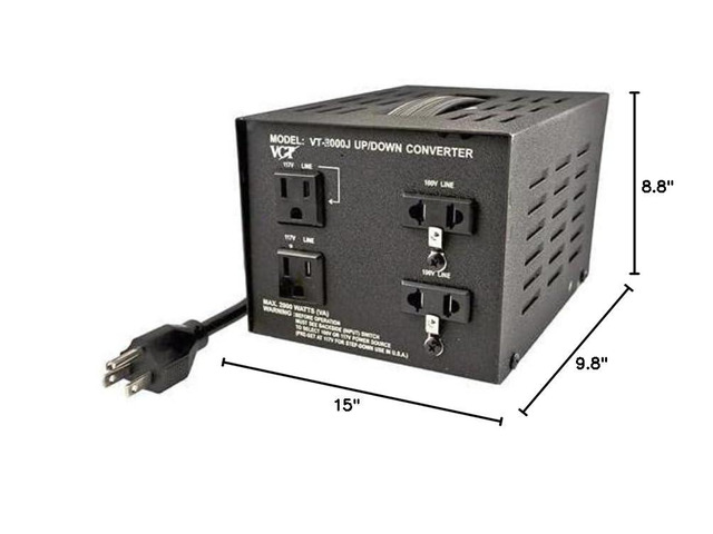 VT-3000J Japanese Step Up/Down Voltage Transformer Converts Japan 100 Volts To 110V OR Vice Versa, 3000 Watt