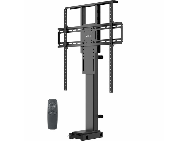 Black Motorized Large TV Stand for 37-77 in Screens, MOUNT-E-UP80D Vertical Lift Television Stand with Remote Control, Compact TV Mount Bracket,...