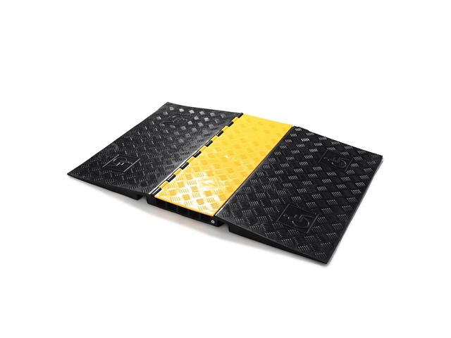 ADA Threshold Ramp for Wheelchair & Scooter, 5-Channel Rubber Cable Protector 110,000 Lbs Capacity Heavy Duty Bridge Ramp Non-Slip Wire Cord...