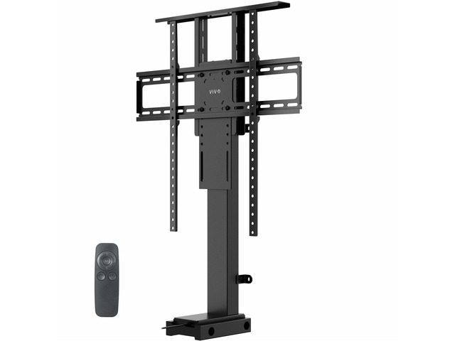 Black Motorized TV Stand for 32 to 65 inch Screens, MOUNT-E-UP65A Vertical Lift Television Stand with Remote Control, Compact TV Mount Bracket