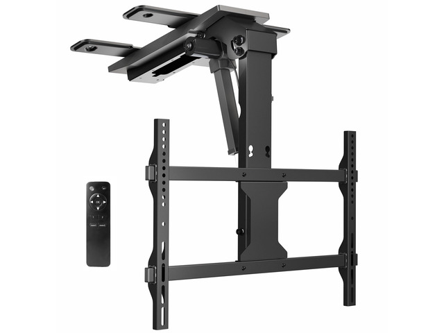 Black Electric Ceiling TV Mount for 37 to 70 in Screens, MOUNT-E-FD75C Large Motorized Flip Down TV Mount, Pitched Roof VESA Mount, Heavy Duty...
