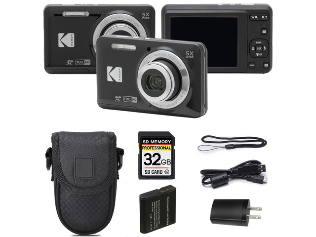 PIXPRO FZ55 Digital Camera Black 16MP Compact Point & Shoot, 5X Optical Zoom, 28mm Wide Angle Lens, 1080P Full HD Video, Black + Camera Case &...