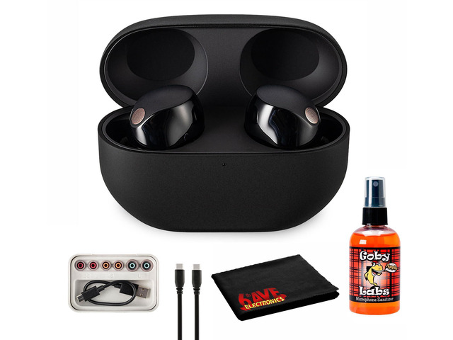 WF-1000XM5 True Wireless Noise Canceling Earbuds (Black) Hi-Res Audio, Bluetooth 5.3, Adaptive ANC, Built-in Microphone with Goby Labs Cleaner and...