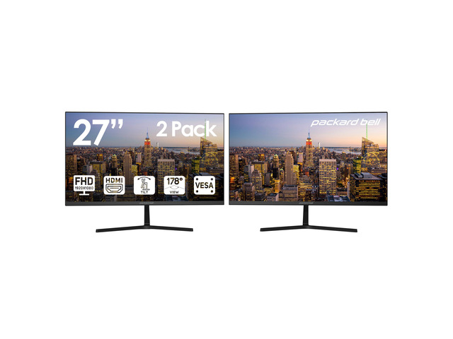 airFrame 27' FHD Monitor, 1920x1080, Ultrawide, VESA Mount, Tilt Adjust, HDMI/VGA, Slim Bezel, for Home, Office, and Light Gaming - 2 Pack