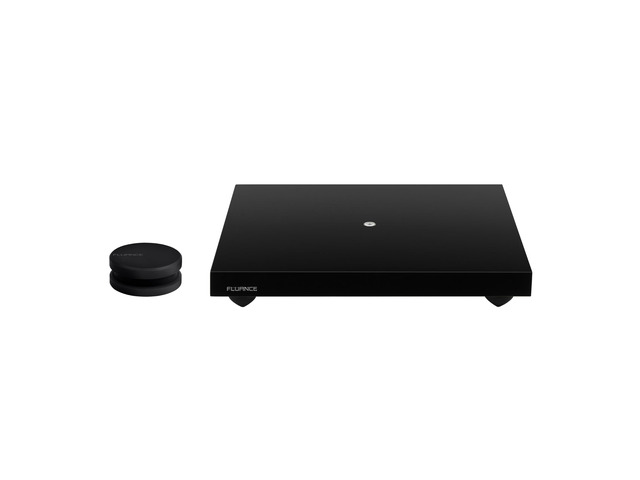 Turntable Isolation Base Anti-Vibration Wood Platform and HiFi Vinyl Record Weight Stabilizer with Rubberized Finish - Piano Black