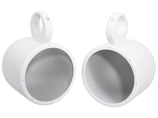 MAC80W Pair White 7.7' Wakeboard Tower Speaker Pod Enclosures 6061 Aluminum, Waterproof, Internal Wiring, 2-2.5' Tower Clamps, Rubber Inserts,...