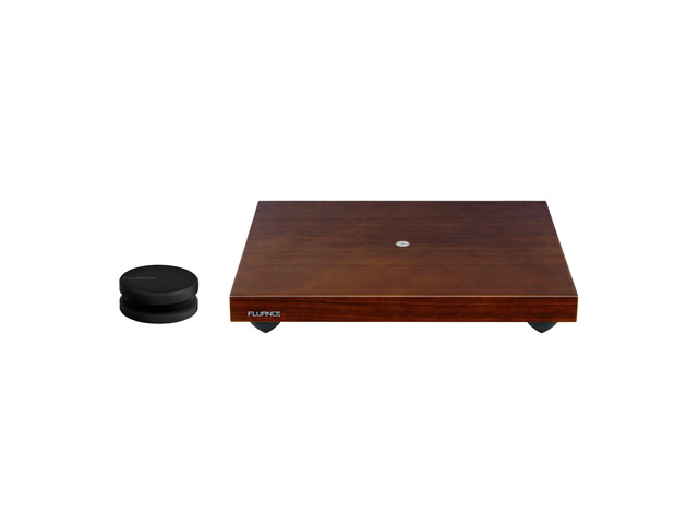 Turntable Isolation Base Anti-Vibration Wood Platform and HiFi Vinyl Record Weight Stabilizer with Rubberized Finish - Natural Walnut