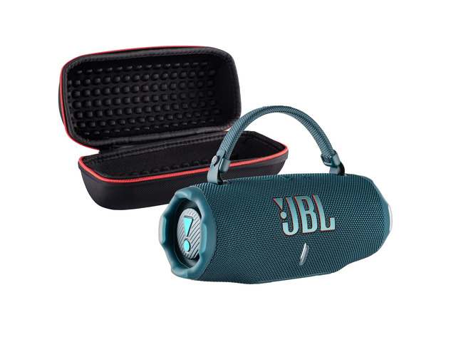 Charge 6 Portable Bluetooth Speaker (Blue) IP68 Waterproof, DustProof, and DropProof, Outdoor Wireless Audio 28Hrs Playtime + Travel Case Bundle