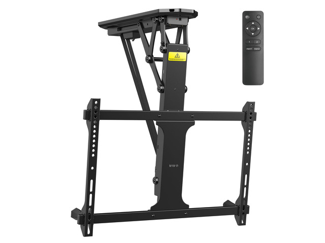 Black Electric Ceiling TV Mount for 32 to 70 in Screens, MOUNT-E-FD70 Large Motorized Flip Down TV Mount, Pitched Roof VESA Mount, Heavy Duty...
