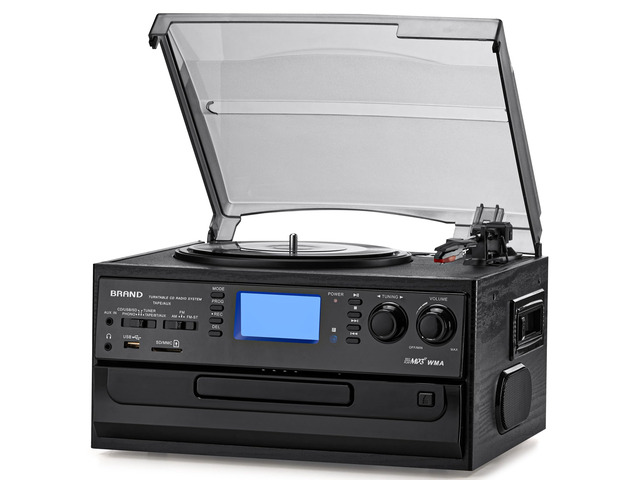 10-in-1 Bluetooth Turntable Record Player with Built-in Speaker, Vinyl Turntable CD Cassette and FM/AM Radio Combo, AUX in RCA Out USB MP3...