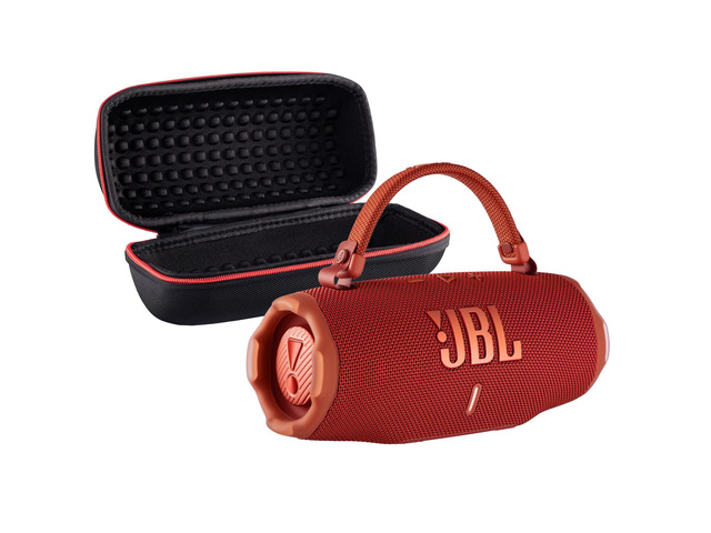 Charge 6 Portable Bluetooth Speaker (Red) IP68 Waterproof, DustProof, and DropProof, Outdoor Wireless Audio 28Hrs Playtime + Travel Case Bundle