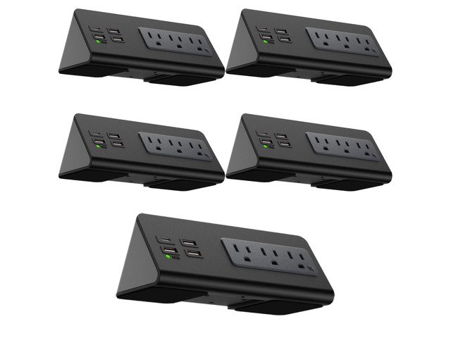 Desk Clamp Power Strip with USB-C Port, Nightstand Charging Station, 3 AC Outlets, 3 USB-A Ports, Fast Charger, Easy Installation for Home,...