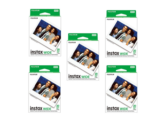 5 Pack 20-Pack Instax Wide Instant Color Print Film, ISO 800