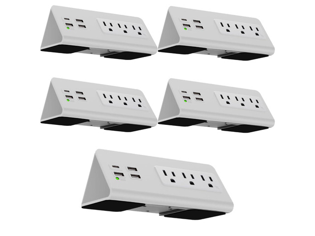 Desk Clamp Power Strip with USB-C Port, Nightstand Charging Station, 3 AC Outlets, 3 USB-A Ports, Fast Charger, Easy Installation for Home,...