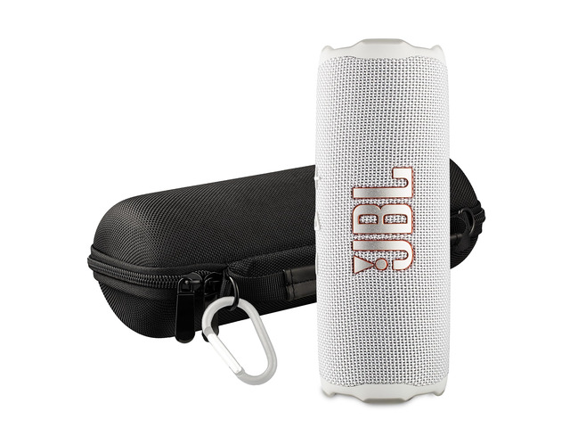 FLIP 7 (White) Waterproof Portable Speaker Bundle with X-Halo Hardcase (Black)