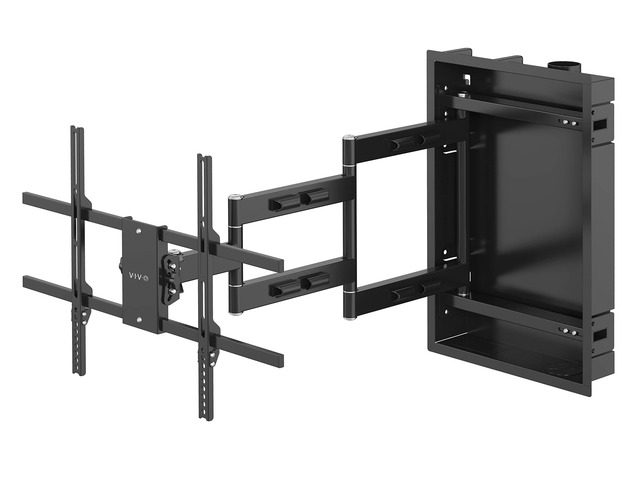 Recessed 50 to 75 inch LED LCD TV Wall Mount, Articulating Full Motion in-Wall TV Bracket for Flush Installation, Holds up to 110 lbs, Black,...