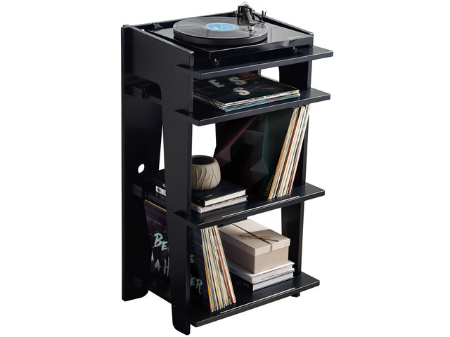 Soho Record Player Stand, Media Console with Vinyl Storage, Modern Home Organizer, Black