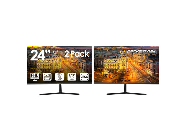 AirFrame 24 ' FHD Monitor, 1920x1080, Ultrawide, VESA Mount, Tilt Adjust, HDMI/VGA, Slim Bezel, for Home, Office, and Light Gaming - 2 Pack