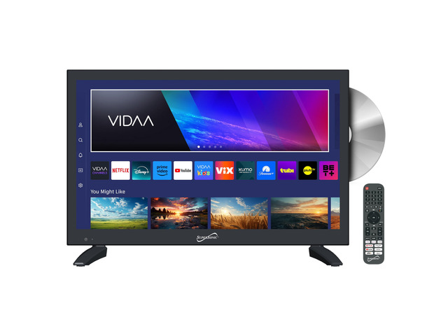 SC-1926DVD 19-inch LED Smart HDTV w/DVD Player, 3X HDMI, 1080p, WiFi, USB, AC/DC Compatible for Home, Kitchen, or RV Camper, DC Car Cord Included...