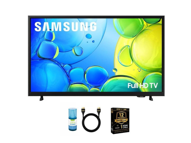 40-Inch Smart LED TV Bundle - Full HD 1080p, HDR, Bluetooth, w/ 12 Month CPS Protection, AUX HDMI Cable, and Screen Cleaning with Microfiber Cloth