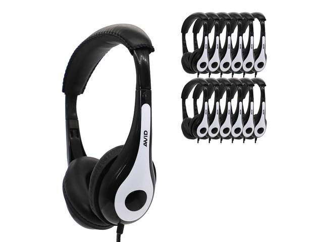 Products AE-35 White Classroom Personal Headphones with 3.5mm Plug, No Mic (12 Pack)