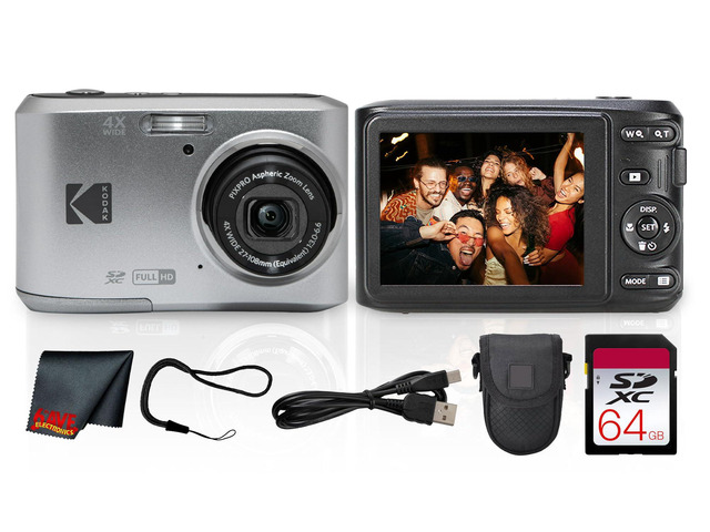 PIXPRO FZ45 4X Zoom Camera (Silver) (FZ45SR) + Case Bundle For Travel, Family & Everyday Photography Wide-Angle Lens Full HD Video 16MP ...
