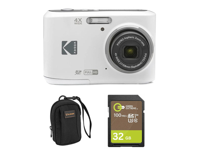 PIXPRO FZ45-BK 16MP Digital Camera 4X Optical Zoom 27mm Wide Angle 1080P Full HD Video 2.7' LCD Vlogging Camera, Bundle with Camera Case and 32GB...