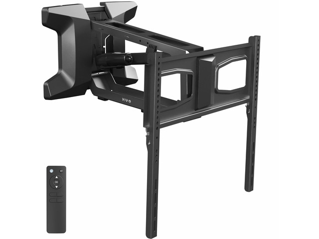 Motorized TV Wall Mount for 37 to 70 inch Screen up to 77 lbs, Above Fireplace Height Adjustable Electric Pull Down Mantel Bracket, Black,...