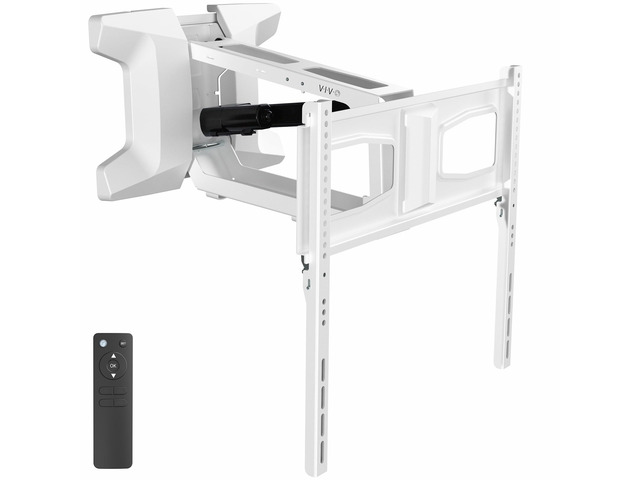 White Motorized TV Wall Mount for 37 to 70 in Screens, MOUNT-E-M070R-W Height Adjustable, Above Fireplace, Electric Drop Down Mantel TV Mount...