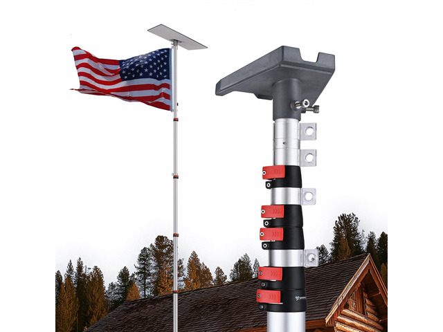 EZ GO 30ft Starlink Gen 3 Ground Pole Mount Kit with Adapter Telescopic Flagpole Mount for Outside House Inground Tailgating Outdoor Camping Silver