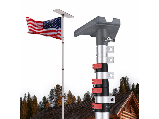 EZ GO 25ft Starlink Gen 3 Ground Pole Mount Kit with Adapter Telescopic Flagpole Mount for Outside House Inground Tailgating Outdoor Camping Silver