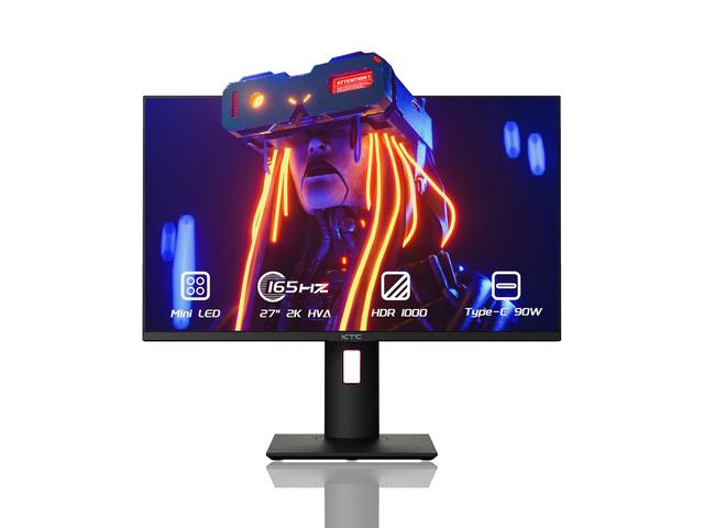 27 Inch Mini LED Monitor, 1440P 165Hz/144Hz Gaming Monitor, HDR1000 Built-in Speakers, HDMI2.0, DP1.4, Type-C 90W, USB, KVM,...