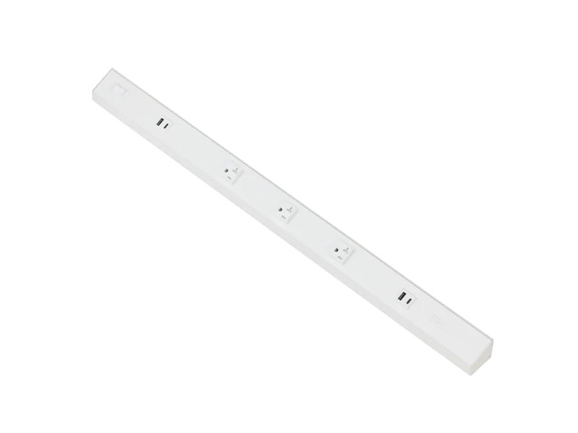 Atom Power Strip 30 Inch 120V Low Profile with 3 Tamper Resistant Receptacles USB-A USB-C Hardwired Under Cabinet White Finish Indoor Use...