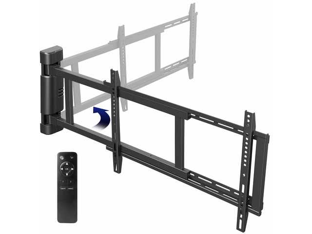 Steel Low Profile Electric TV Wall Mount for 32 to 75 inch LCD LED Plasma Screens, Motorized Swing TV Bracket with 90 Degree Swivel, MOUNT-E-WM075