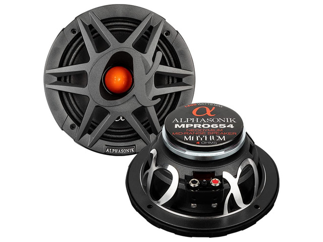 1 Pair of MPRO654 Mayhem PRO Series 6.5' 1400 Watts Max 350 Watts RMS Mid-Range Car Audio Speaker 4-Ohm Grille, Cast Basket, Cloth Surround, Non...