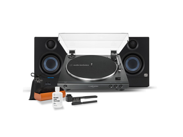 AT-LP60X-BK Fully Automatic Belt-Drive Stereo Turntable Bundle with Eris 3.5 Monitors and Vinyl Cleaning Kit Includes Eris 3.5 Monitors and Vinyl...