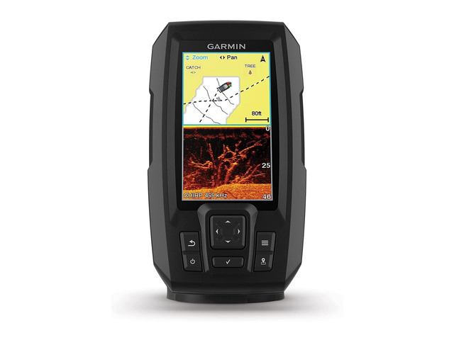 Striker 4cv with Transducer, 4' GPS Fishfinder with CHIRP Traditional and ClearVu Scanning Sonar Transducer and Built In Quickdraw Contours Mapping...