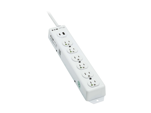 Eaton Medical Hospital Power Strip with 2 USB Charging Ports, 6 Outlets + 2ft Cord, UL 1363 Certified Power Strip, Wall & Under-Desk Mount,...