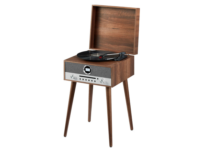 CR6238A-WA Nash 7-in-1 Record Player, Walnut 3-Speed Turntable, Bluetooth In, Built-in 20-Watt Full-Range Stereo Speakers, AM/FM Radio, CD Player