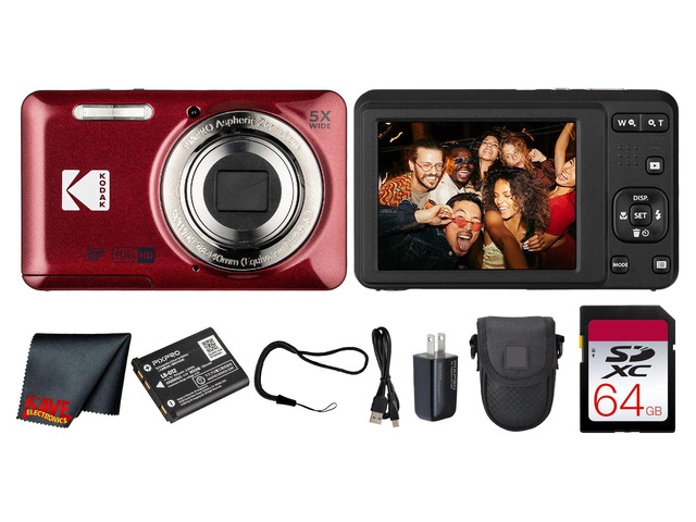 PIXPRO FZ55 Digital Camera (Red) 16MP Sensor, 5X Optical Zoom, 28mm Wide-Angle Lens & Full HD Video Great for Travel & Beginner Photography...