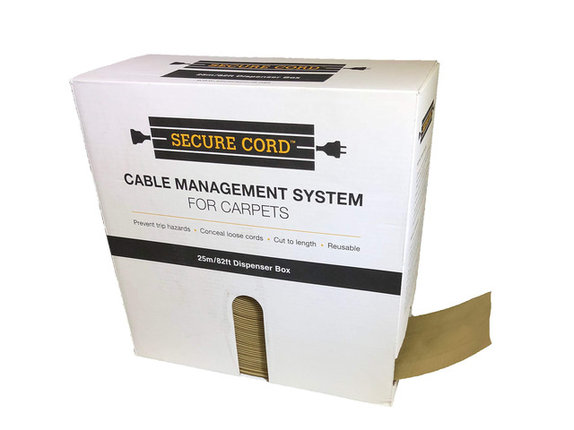 Cable Management System for Carpeted Surfaces, Removable and Reusable (82 feet, Taupe)