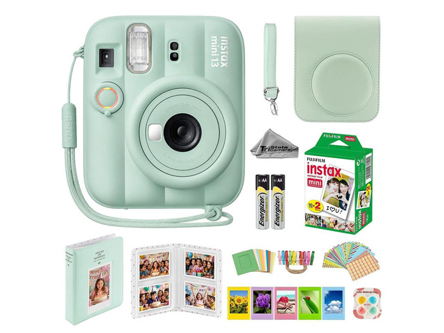 Instax Mini 13 Green Instant Camera with 20-Sheet Film Set Includes Instax Mini 13 camera, 20-sheet film, carrying case, photo album, color...