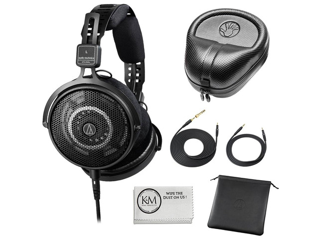ATH-R50x Open-Back Reference Headphones with Full-Sized Hard Headphone Case & Cloth (3 Items)