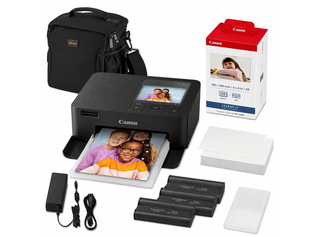 SELPHY CP1500 Wireless Printer with KP-108IN Ink, Paper & Bag (Black) Complete Photo Printing Bundle with, Shoulder, Power Adapter, Cassette and...