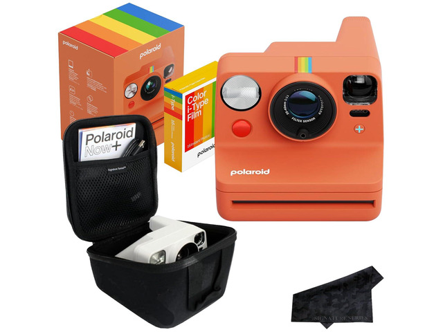 Polaroid Now+ 3rd Generation Bluetooth i-Type Instant Camera with 16 Color Film Photos, Coral App Controlled with Signature Series Case Bundle
