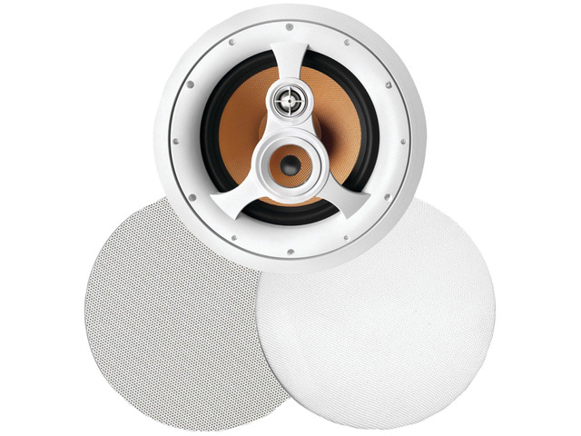 America H-310C 250-Watt 3-Way 10' in-Ceiling Speaker with Pivoting Tweeter & Midrange Plus Metal & Cloth Grilles, White