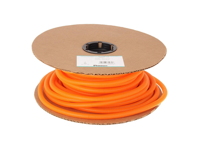 Slit Wall Corrugated Loom Tubing, Orange, 100 ft. x 1 in. Dia