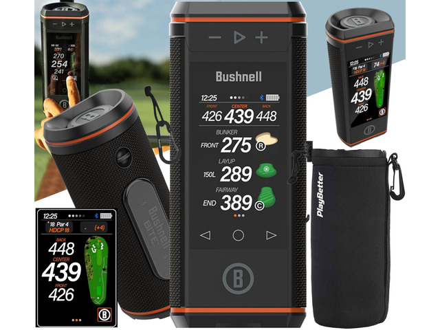 Bushnell Wingman HD Golf GPS Speaker Protective Pouch Bundle 3.5 Color HD Touchscreen, 360° Premium Audio, Visual & Audible Distances, BITE...