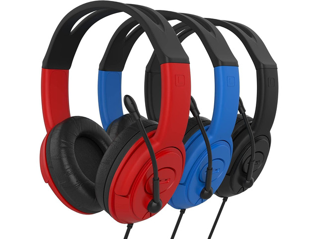 Bulk 45-Pack Headphones with Boom Microphone Wired Over-Ear Headset with 3.5mm Plug for Classroom, School, Remote Learning, Office Use Durable,...