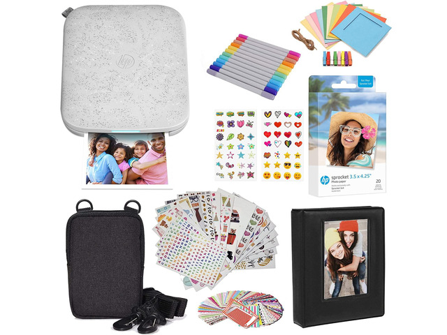 Sprocket 3x4 Instant Photo Printer - Kit: 20 Pack Zink Paper, Case, Photo Album, Markers, Sticker Sets